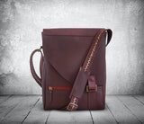 red leather laptop bag